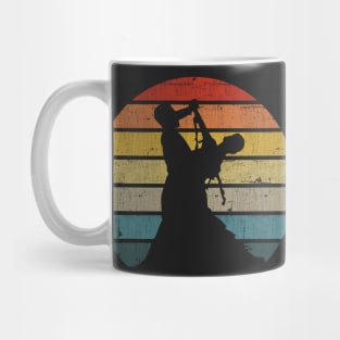 Ballroom dancing Silhouette On A Distressed Retro Sunset print Mug